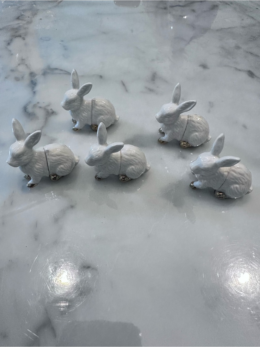 Set of 5 White Bunny Place Card Ho